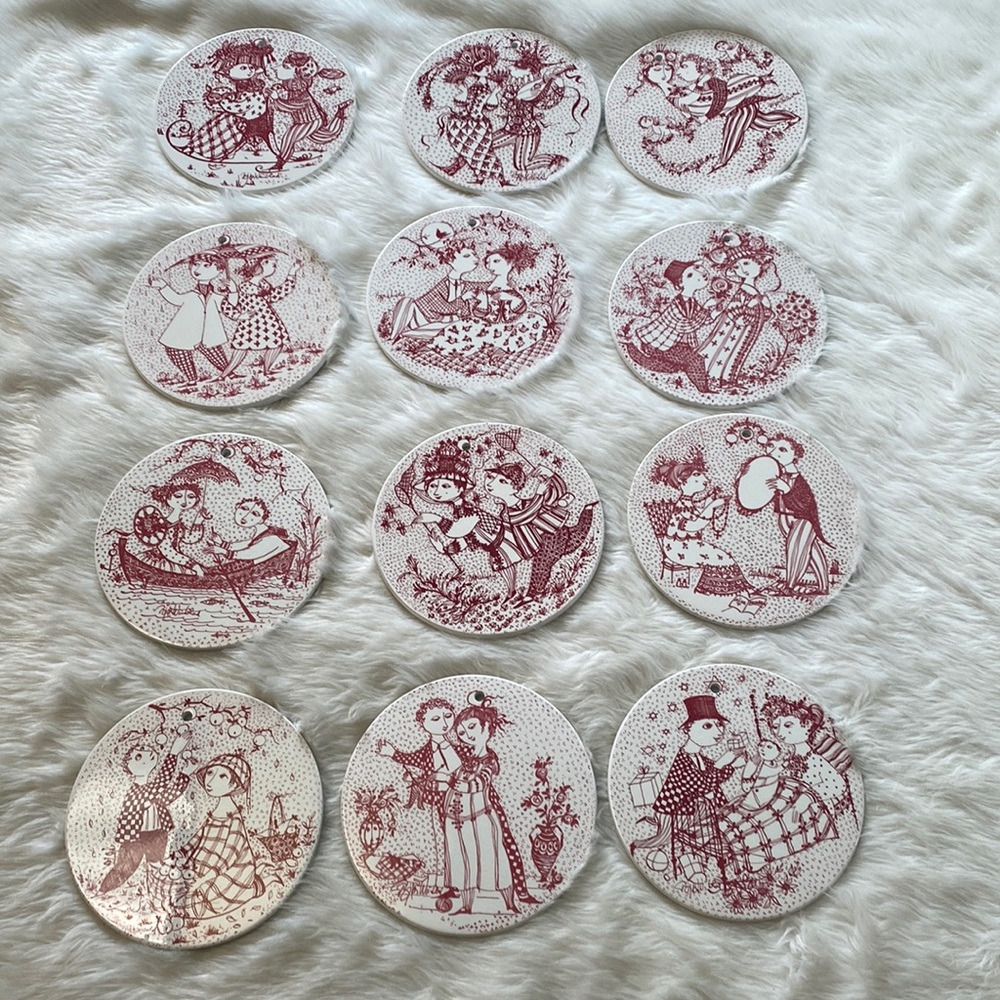 Set of 12 Vintage Mid Century Modern ceramic wall plates by BjØrn Wiinblad
